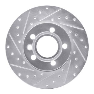 Volkswagen EuroVan Brake Rotor (1) - Front Left - R1 Concepts - Drilled & Slotted - Silver - `96-`00